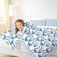 thumbnail image 3 of Erosebridal Girls Blue Ribbon Bow Bedding Comforter Set 7-Piece,Ocean Seashell King Bedding Sets for Teens Women,Lightweight Room Decor, 3 of 6