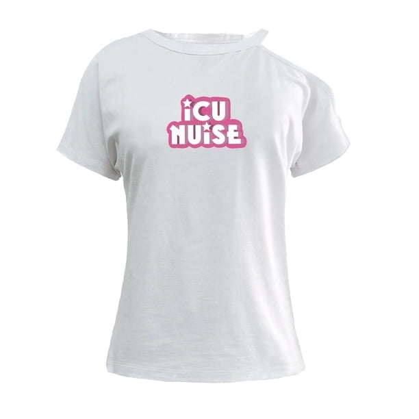 Camiseta de manga corta con hombros descubiertos para mujer para ir de compras, caminar, vacaciones Blanco Yuyangstore Camiseta para mujer