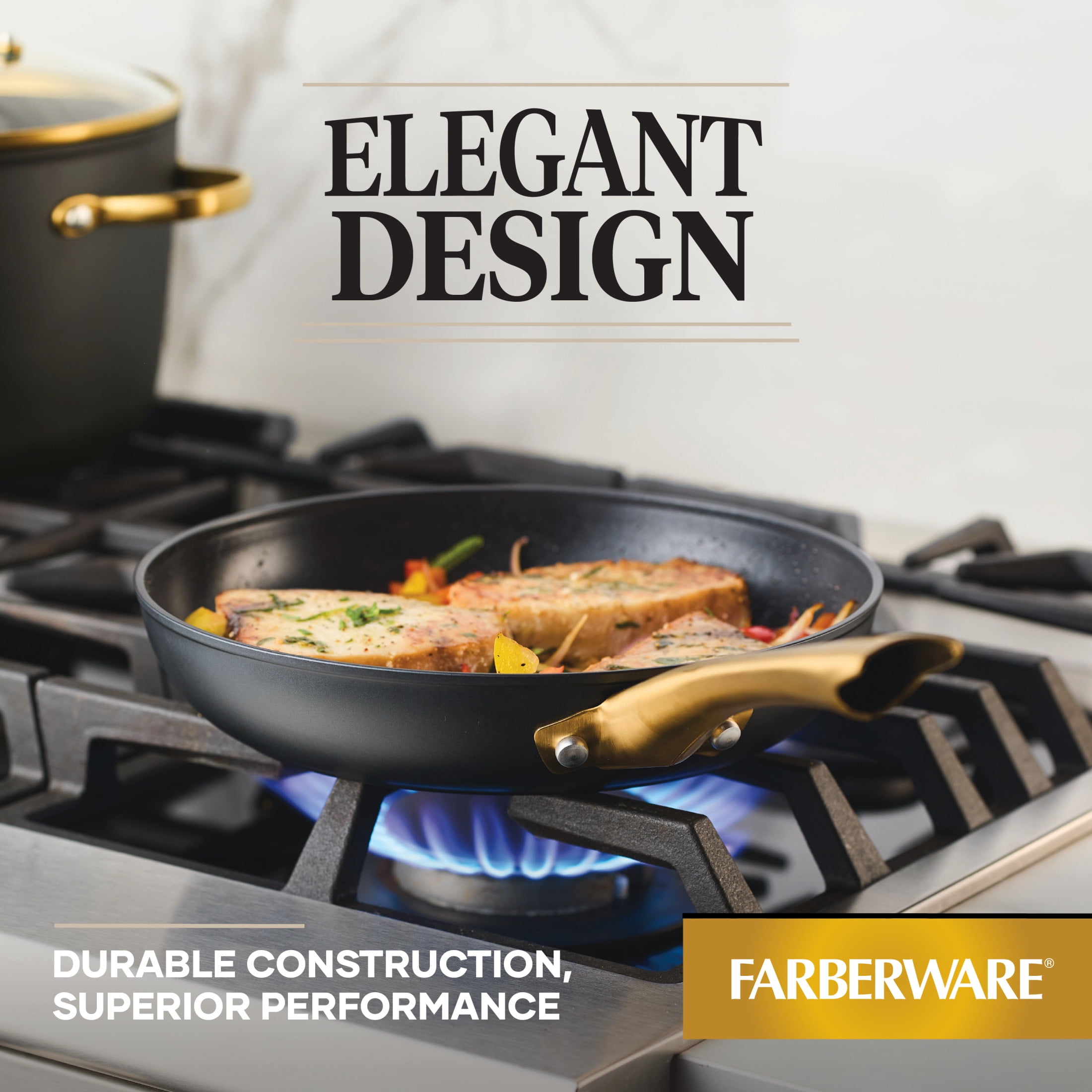 Farberware Forged Induction 10 Inch Ceramic Nonstick Frying Pan, Dishwasher Safe and Oven Safe to 500°F, Black