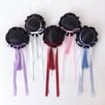 thumbnail image 6 of Fringed Bowknot Hair Buns Hair Clip for Women Cosplay Party Costume Clip Halloween Headwear Roleplaying Maid Headpiece, 6 of 9