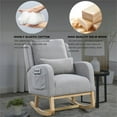 thumbnail image 5 of 27.5"W Rocking Chair, Teddy Upholstered Recliner Chair with Lumbar Pillow and Side Pockets, Comfy Accent Living Room Chairs with Non-slip Feet for Reading Room, Bedroom, Gray, 5 of 7