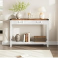 thumbnail image 4 of 43" Farmhouse Entryway Table, Rustic 2-Tier Wood Console Table with Shelf, Sofa Table for Living Room, Hallway, or Foyer, White, 4 of 8