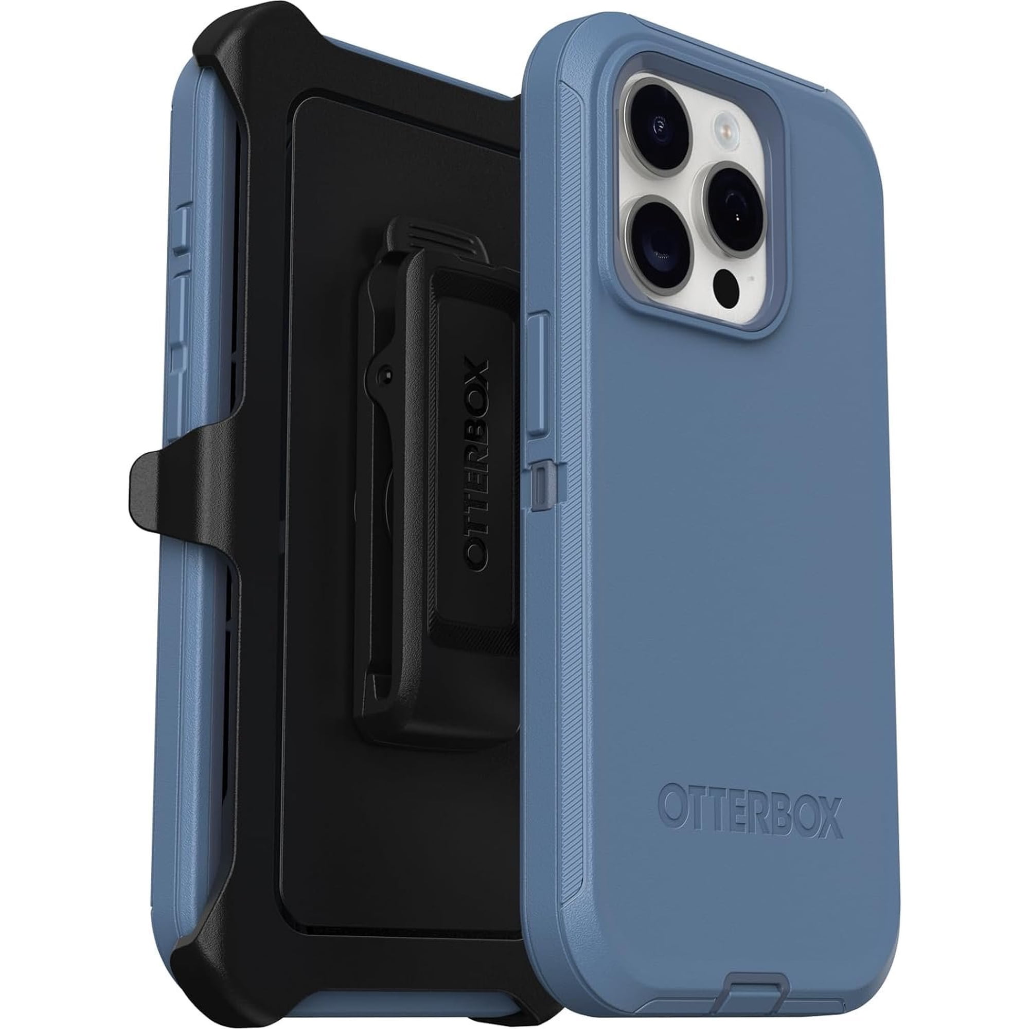 OtterBox iPhone 15 Pro Only - Defender Series Case - Baby Blue Jeans Blue - Screenless - Rugged & Durable - with Port Protection - Holster Clip Includes - Non-Retail Packaging