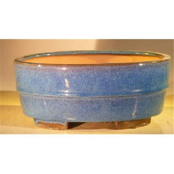 Bonsai Boy L251h 10 x 8 x 4 in. Professional Series Ceramic Bonsai Pot, Blue - Oval