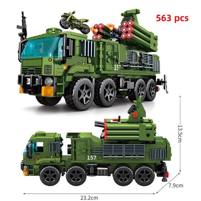Tanque militar T14 T80, avión F22 F35 Cruiser, modelo de bloques de construcción WW2 Scud, vehículo del ejército, juguetes de construcción, regalos, 2023