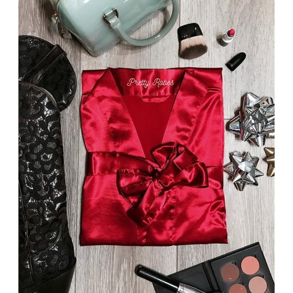 Satin Silk Robe Kimono Robe Bridal Bridesmaid and Wedding Robe - Pretty Robes
