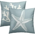 thumbnail image 2 of Blue and White Coral Tree Throw Pillow Cover 18x18 Inch Pack of 2 Summer Beach Starfishes Cushion Pillow Case Square Cotton Nautical Coastal Pillowcase for Party Bed Sofa Home Car Bedroom Outdoor, 2 of 6