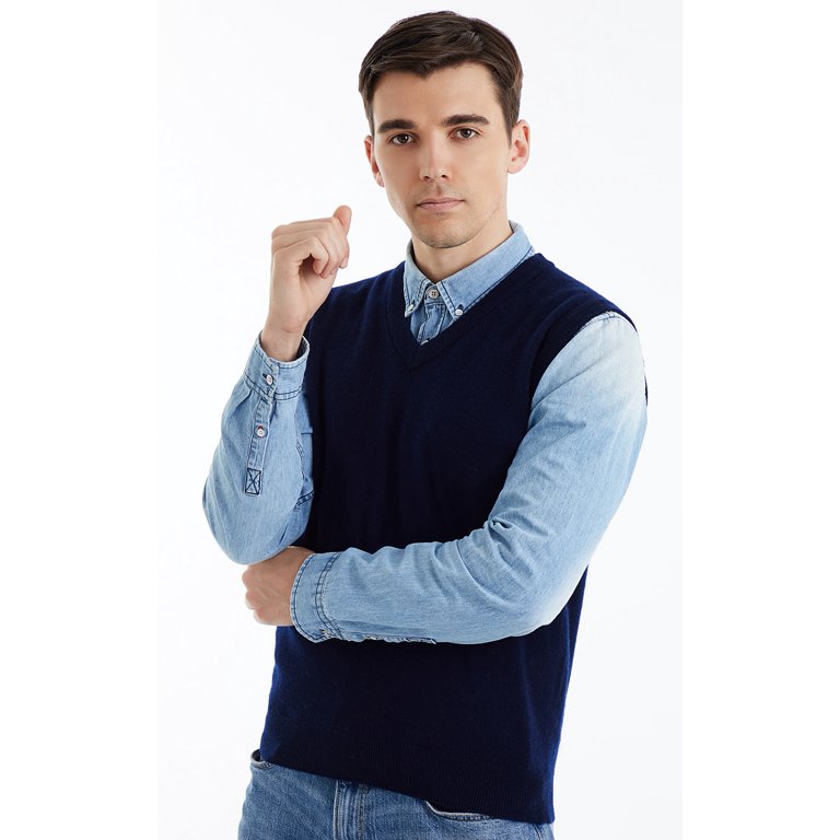 LANPULUX Sweater Vest for Men V-Neck Sweater 100 Pure Merino Wool  Sleeveless Pullover Lightweight Sweater - Walmart.com