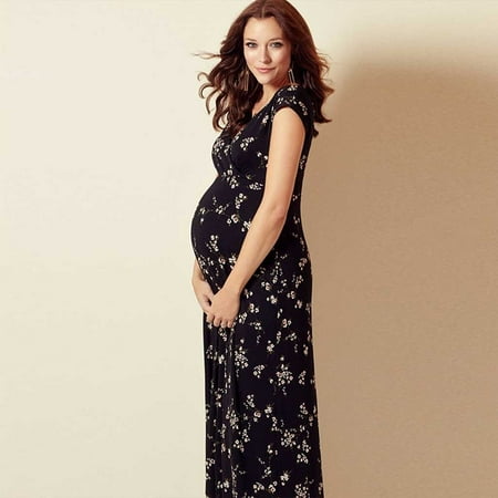 

Maternity Dress Summer Women S Floral Short-Sleeved Dress Pregnant Women Maternity Long Dress