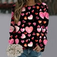 thumbnail image 2 of SOMOWI Chandails à Capuchon et Chandails Mode pour Femmes Imprimé Col Rond Coupe Ajustée Chandail à Enfiler Manches Longues Entraînement Blouse Ample Rose Vif Sortie Hauts d'Automne m, 2 of 5