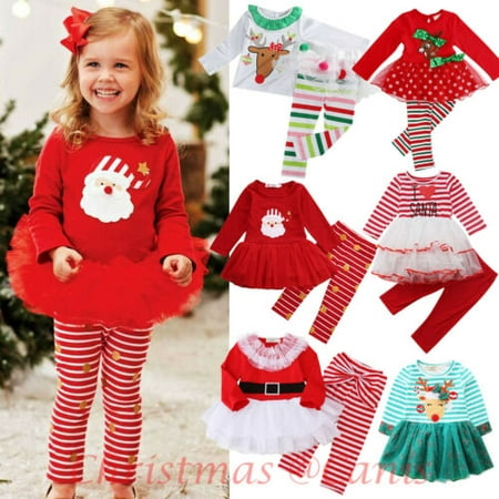 Christmas Toddler Kid Baby Girl Xmas Santa Party Tutu Dress Outfits