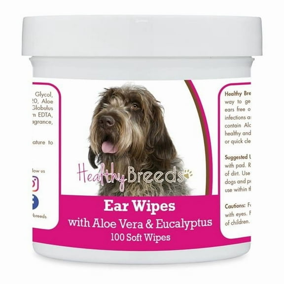 Healthy Breeds 192959824933 Wirehaired Pointing Griffon Ear Cleaning Wipes with Aloe & Eucalyptus for Dogs - 100 Count