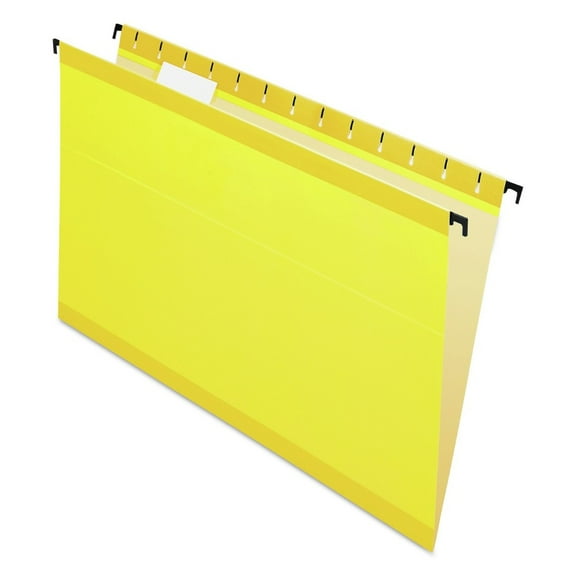 Pendaflex 6153 1/5 YEL 1/5-Cut Tabs Legal Size SureHook Hanging Folders - Yellow (20/Box)