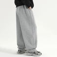 thumbnail image 7 of HOWPAY Baggy Sweatpants Boys Open Bottom Wide Leg Elastic Waist Drawstring Lounge Pants with Pockets Solid Color Athletic Sweat Pants Grey, 7 of 7