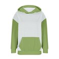 thumbnail image 4 of Women's Pullover Hooded Striped Casual Hoodie Elastic Waist Winter Shirt Loose Sweatshirt with Pockets Oversized Cotton Sweater (Mint Green 2XL), 4 of 5