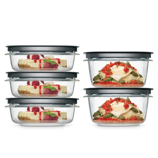 Juego de 10 recipientes Rubbermaid Premier para almacenamiento de alimentos, color gris