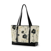 FORMRS Laptop Tote Bag for Women with 15.6" Computer Compartments Handbag, Small Black Flowers