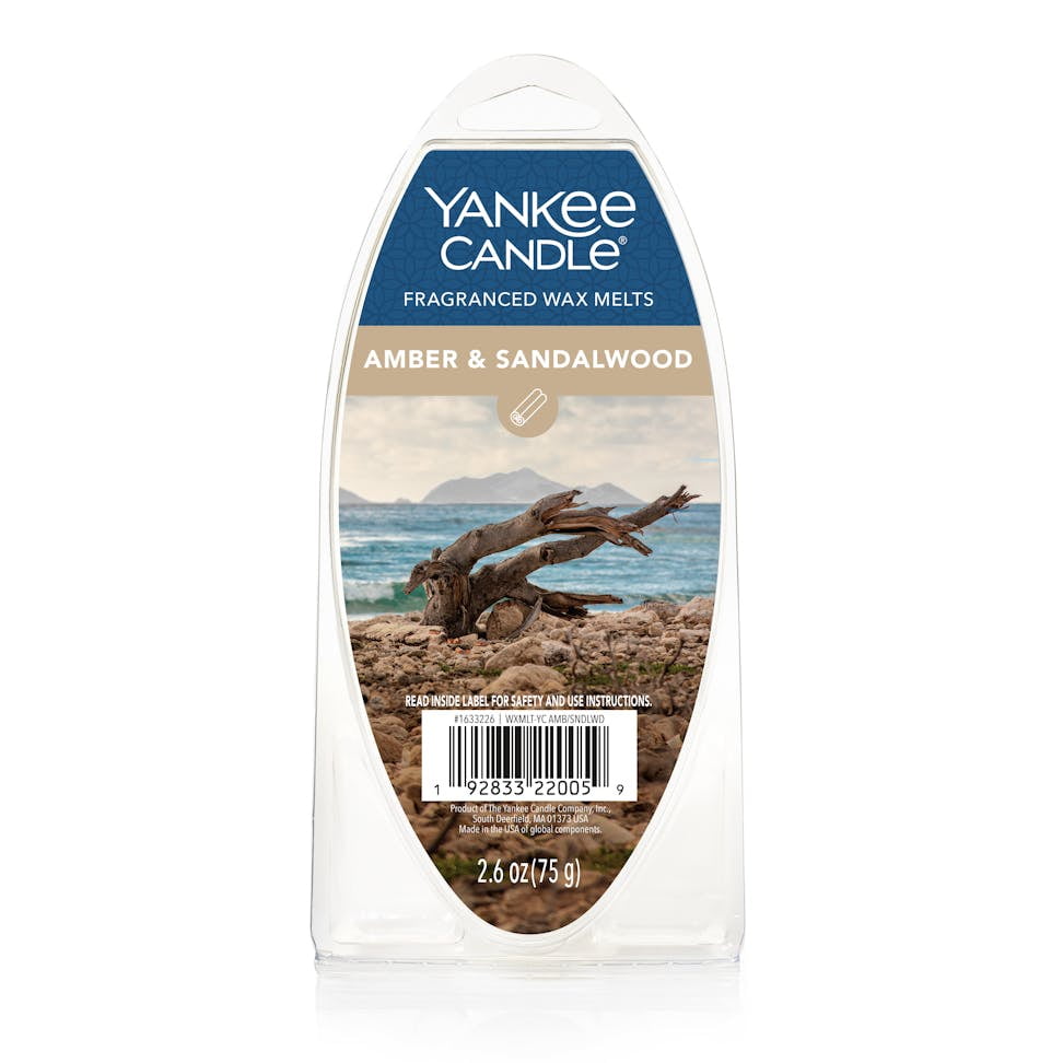 Yankee Candle Amber & Sandalwood Fragranced Wax Melts, 6 Wax Spheres per Package, Pack of 6 (36 Cubes Total)