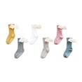 thumbnail image 3 of Niñas Bebés Hasta La Rodilla Calcetines Con Lazo Niño Otoño Invierno Ala De Ángel Algodón Peinado Estilo Español Liso Acanalado Medias Antideslizantes Gris / Xs Vogacara AP007375-23, 3 of 6