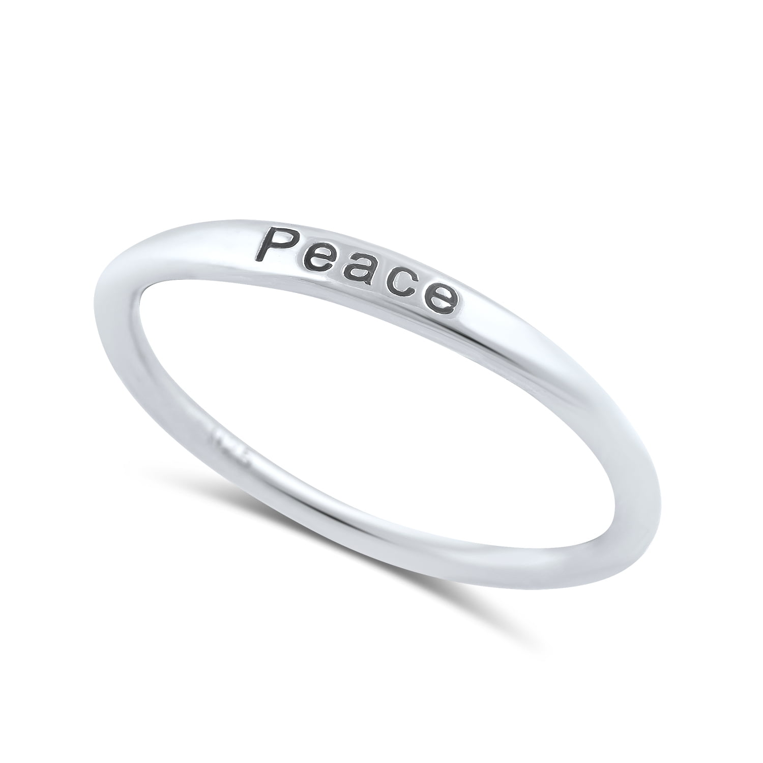 Sterling Silver Dainty Peace Sign Thin Twist Band Ring 