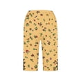 thumbnail image 5 of Makaor Womens Long Shorts with Pockets Button Mid Waist Straight Leg Long Short Elastic Waist Floral Baggy Boho Beach Outfits Yellow M, 5 of 5