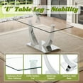 thumbnail image 5 of SUDICA 63 Inch Rectangular Clear Tempered Glass Dining Table 1 Piece, Silver U-Shaped Metal Base for Dining Room Kitchen Apartment, 5 of 9