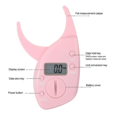 Garosa Pink Body Fat Monitors Portable Digital Skinfold Measurement Tester Measuring Caliper Body Measuring Caliper Body Fat Caliper