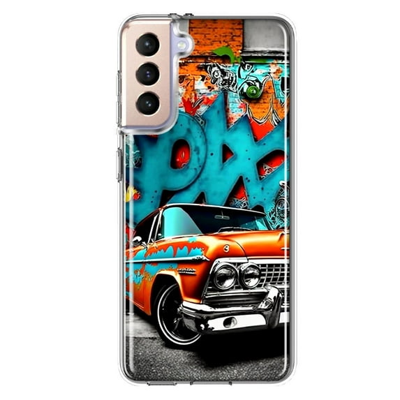 MUNDAZE Samsung Galaxy S22 Shockproof Clear Hybrid Protective Phone Case Lowrider Painting Graffiti Art Cover