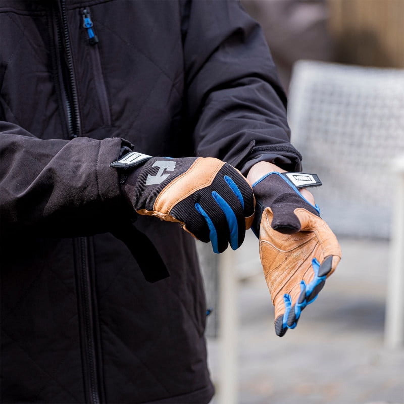(2 pack) HART Leather Palm Work Gloves, 5-Finger Touchscreen Capable, Size Medium Safety Workwear Gloves