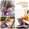 thumbnail image 3 of For iPhone 14 Phone Case,With Contractile Kickstand,Card Slots,Anti-Scratch PU Leather + TPU Hybrid Shockproof Heavy Duty Anti-fall Drop Protection,Tough Rugged Phone Case,Purple, 3 of 6