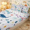 thumbnail image 3 of Erosebridal Doodle Rainbow Dinosaur Zipper Queen Comforter Set with Fitted Sheet and 2 Pillowcases,Stars Unicorn Cloud Zipper Bedding Set,Pastel Blue,4 Pieces,Reversible, 3 of 6