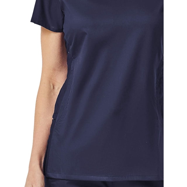 EON Women's COOLMAX Mesh Panel V-Neck Solid Scrub Top