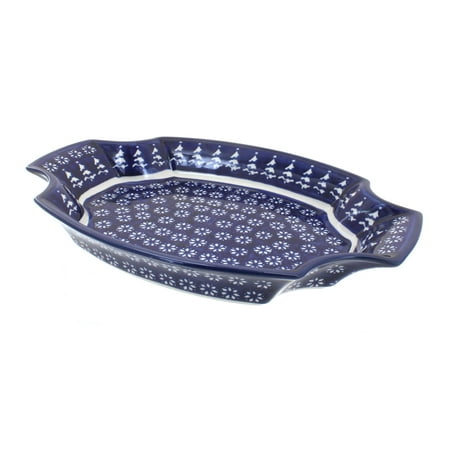 

Blue Rose Polish Pottery Winter Nights Large Serving Tray