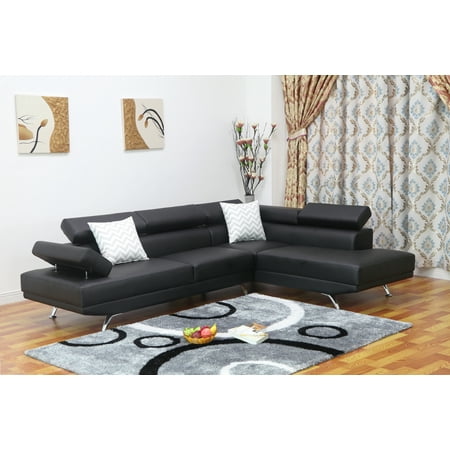 Sofia Pc Black Faux Leather Modern Living Room Right Sofia Pc Black Faux Leather Modern Living Room Right