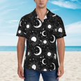 thumbnail image 4 of Lsque Crescent and Stars pattern Hawaiian Shirt for Men, Unisex Summer Beach Casual Short Sleeve Button Down Shirts-Small, 4 of 9