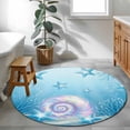 thumbnail image 4 of Fantasy Color Nut Round Living Room Rugs 3.3 ft, Dreamy Blue Starfish Coral Sea Ocean Life Washable Area Rug with Non-Slip Sturdy Edge Binding Round Front Door Mat Floor Carpet for Entryway, 4 of 9