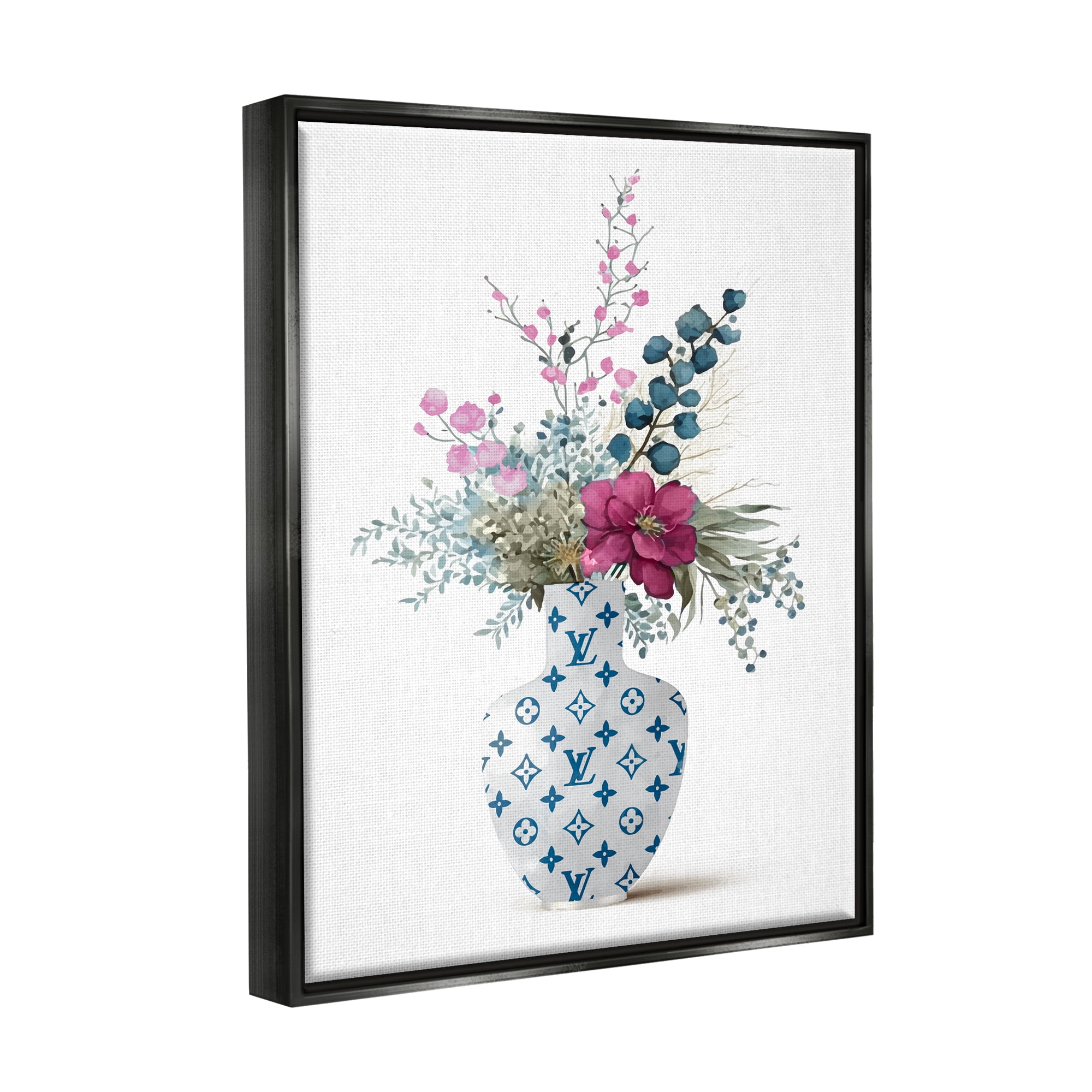 Stupell Industries Fashion Brand Bouquet Botanical & Floral Painting Black Floater Framed Art Print Wall Art, 17 x 21