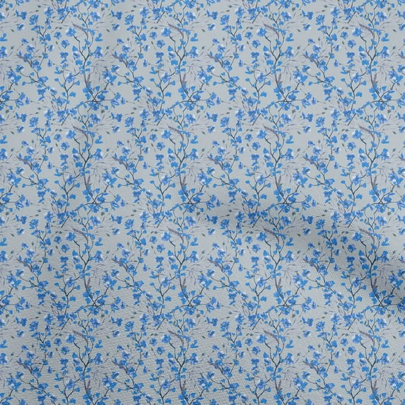 oneOone Silk Tabby Light Gray Fabric Florals Craft Projects Decor Fabric Printed By The Yard 42 Inch Wide