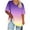 Purple, variant on Plus Size Tops for Women Summer Casual V Neck Short Sleeve Gradient Color T-Shirts Loose Comfortable Tee (5XL, Blue)