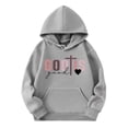 thumbnail image 3 of Christian Hoodies for Toddler Girls Oversized Jesus Hoodie God is Good Bible Verse Pullover Long Sleeve Tops, Grey 13-14, 3 of 3