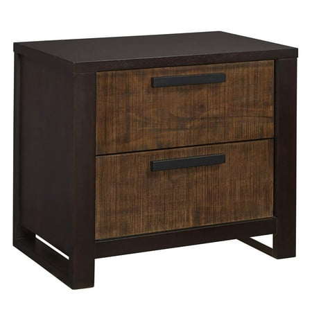 2-Drawer Night Stand with Metal Drawer Pulls