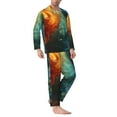 thumbnail image 2 of Disketp Red And Blue Fire Peacock Mens Pajama Set, Soft Warm Long Sleeve Sleepwear, Cozy Button-Down Pjs for Men-Small, 2 of 7