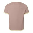 thumbnail image 5 of Mens Henley Shirts Patchwork Casual Lightweight V Neck T-Shirt Fashion Short Sleeve Shirts Pink XXXL, 5 of 5