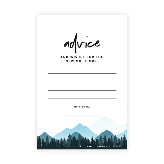 Koyal Wholesale Navy Blue Winter Snow Forest Wedding Advice & Well Wishes Guest Book Cards for Bride and Groom, 56 Pack