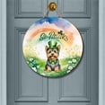 thumbnail image 2 of Happy St. Patrick’s Day Yorkshire Terrier with Green Hat Shamrocks Rainbow Round Wood Sign Yorkie Dog Lover Gifts Hanging Wall Home Decor - 03007, 2 of 5
