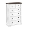 thumbnail image 3 of PORKISS 6 Drawers Dresser, Wooden Tall Chest of Drawers, Modern Clothes Storage Drawers Cabinet with Metal Handles, Freestanding Storage Dresser Tower for Living Room, White, 3 of 10