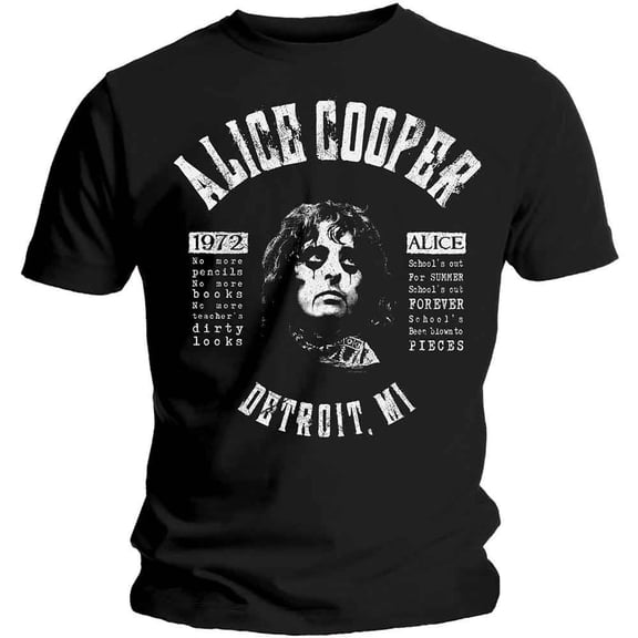 Men's Alice Cooper School's Out Lyrics Slim Fit T-shirt Small Black