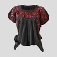 thumbnail image 4 of Womens T-Shirts Floral Print Plus Size Loose Casual Short Sleeve Fashion Tops Square Neck Blouse Daily Wear, 4 of 4