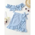 thumbnail image 2 of hirigin Kids Girl Off Shoulder Tops + Skirt, Floral Print Bow Ruffle Decoration Sweet Summer Clothing, 2 of 9