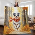 thumbnail image 2 of Welcome Fall Australian Shepherd Strolling Through the Autumn Maple Forest Quilt Blanket Aussie Dog Lover Gifts Cozy Comforter Throw Blanket - 12012, 2 of 5